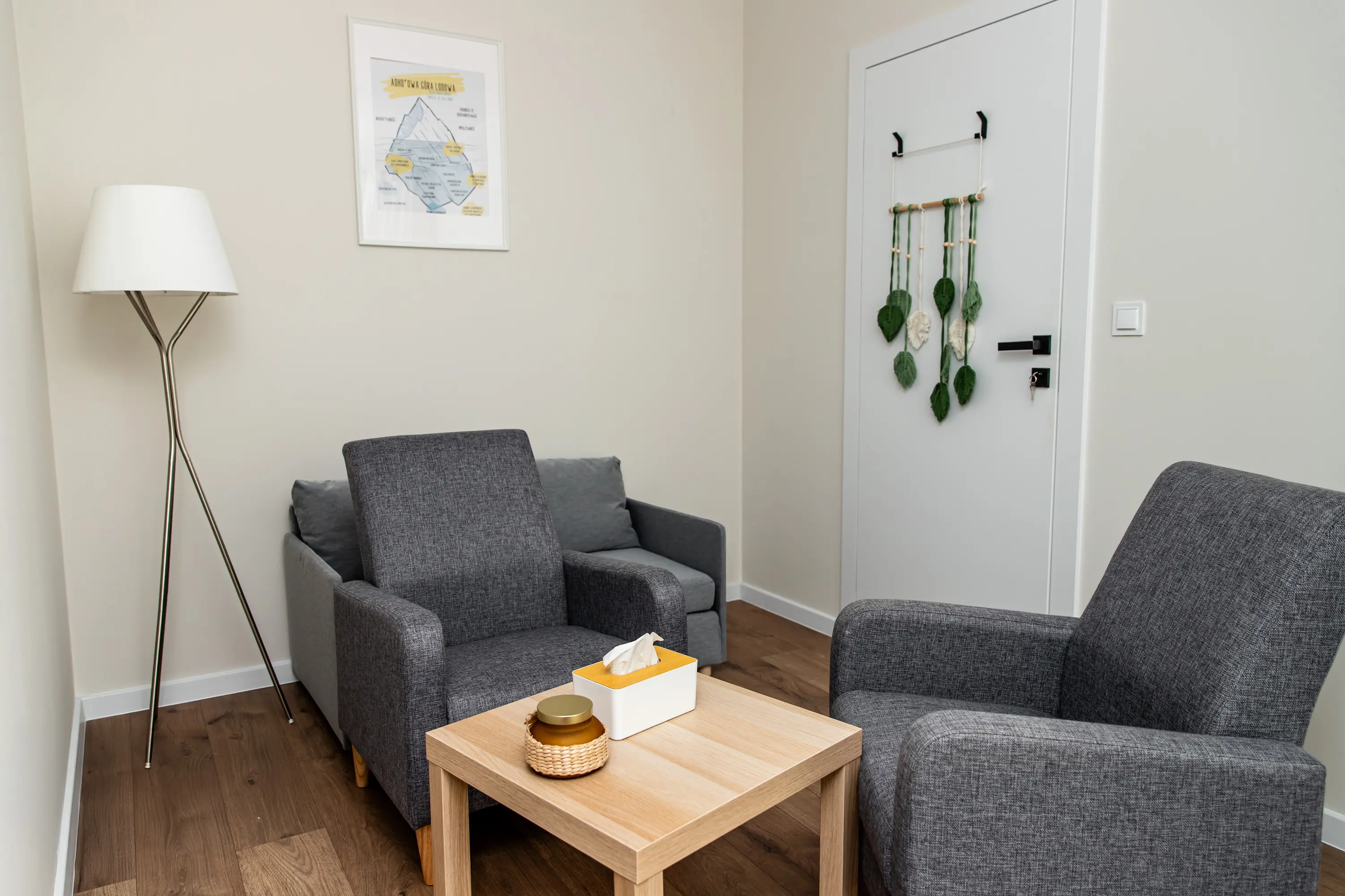 Gabinet terapeutyczny - widok na miejsce spotkań z psychoterapeutą